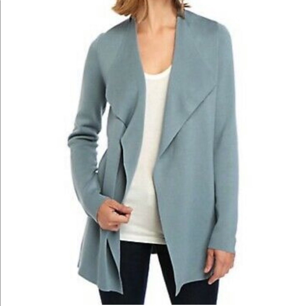 EILEEN FISHER OPEN FRONT SHAPED JACKET S BLUESTEEL